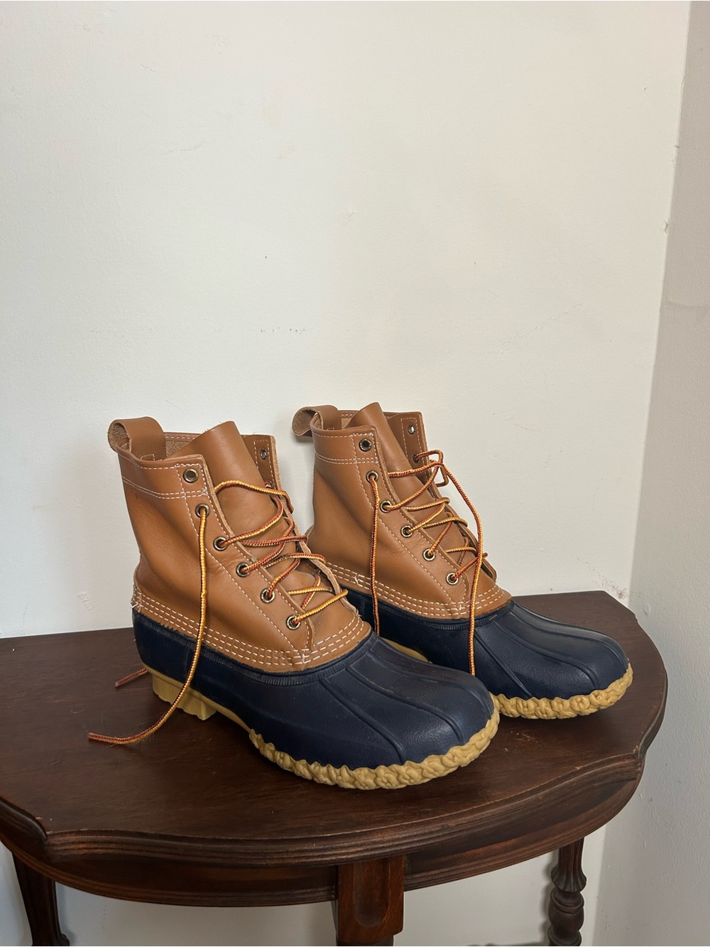 L.L. Bean Brown and Navy Men's Waterproof Duck Boots